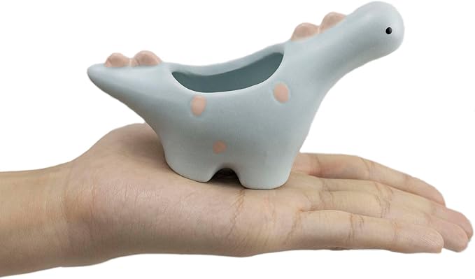 HVEST Dinosaur Shaped Planter, Cute Funny Blue Animal Dinosaur Succulent Cactus Plant Pots for Family Friends, Mini Dinosaur Ceramic Planters for Indoor Home Office Garden Desktop Decoration