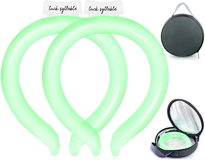 2PCS Neck CoolingTube with Insulated Bag, Reusable Ice Coolers Wearable Body CoolingProducts, Neck Coolers for HotWeather (Green*2)