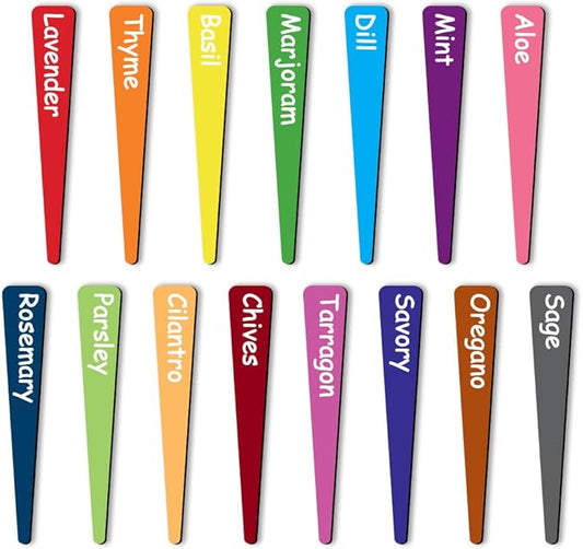 arricraft 15 Pcs Herb Theme Triangle Shaped Wooden Plant Tags, Colorful Waterproof Garden Stake Plant Marker for Indoor Outdoor Potted Nursery Marker Decoration Accessories 6x1 inch