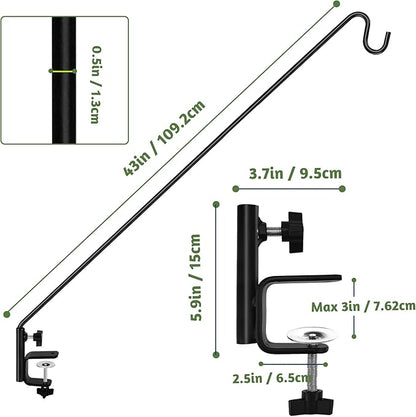 ERYTLLY Extended Reach Deck Hook Wall Pole Wall Mounted Deck Hook Extensible and 43 inch Wall Bracket for Hanging Bird Feeder,Plants,Wind Chimes,Lanterns 2 Packs
