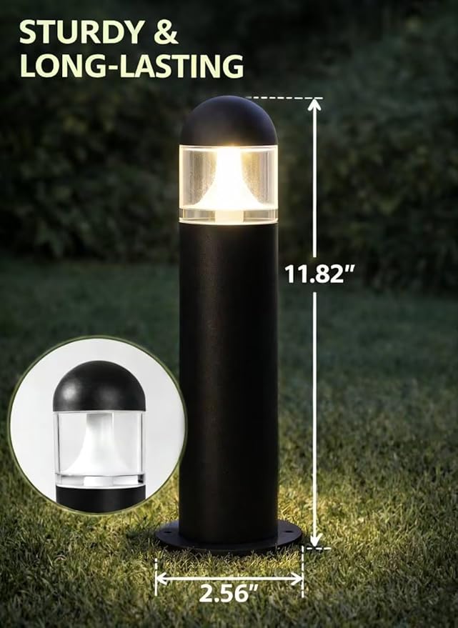 2 Pack Low Voltage Landscape Pathway Lights, 12V LED Bollard Light IP67 Waterproof, Outdoor Driveway Walkway Wired Lights (Included Connector and Stakes) - Yard Garden Lawn,2700K Warm White