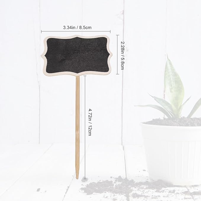 20PCS Wood Chalkboard Plant Tag, Gardening Plug-in Plant Identification Marker, Nursery Garden Plant Markers Tag，Miniature Plants Wooden Tags, Lawn Signs Plant Markers Chalkboard