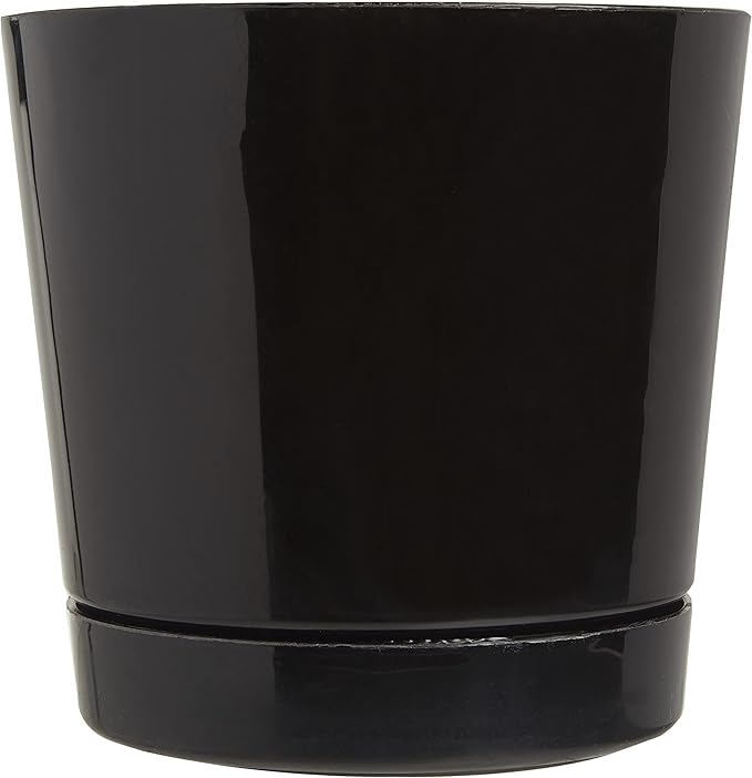 Root & Vessel Majestic Full Depth Round Cylinder Pot, Glossy Black, 8-Inch (10088)