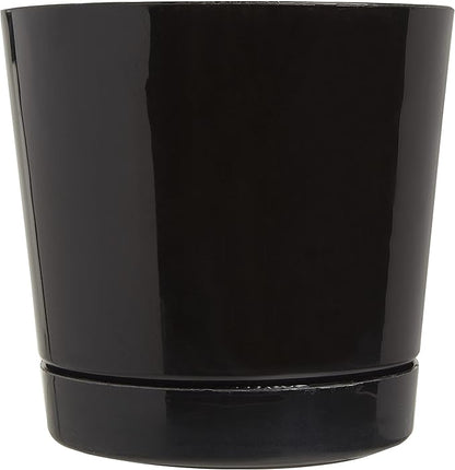 Root & Vessel Majestic Full Depth Round Cylinder Pot, Glossy Black, 8-Inch (10088)
