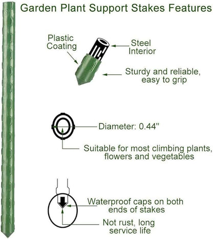 2Feet 24inch Garden Stakes Sturdy Plant Sticks Support Tomato Stakes for Vegetable,Pack of 20