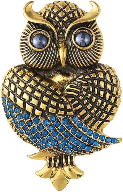 Rhinestone Owl Brooch Pin for Women Cute Big Cartoon Cat Eye Stone Owl Bird Brooch Unique Double Owl Brooch Pin Clothes Bag Hat Dress Jewelry
