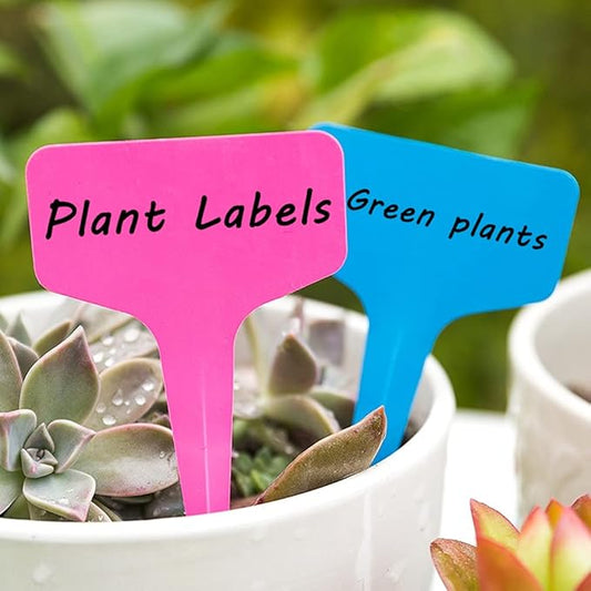100pcs Garden Plant Labels Waterproof Plastic Plant Nursery Markers T-Type Plant Name Sign Tag Outdoor Indoor Stakes Stick for Seed Potted Herbs Flowers Vegetables Flowers, 5 Colors