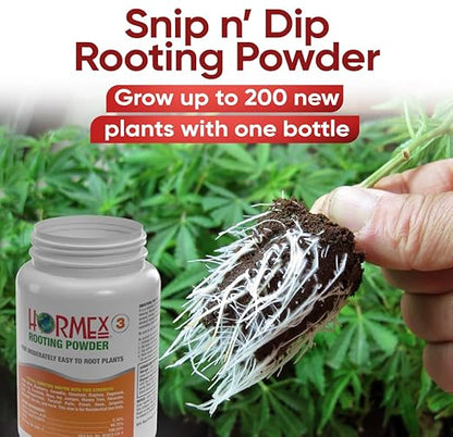 Hormex Rooting Powder #3 (0.30% IBA) for Common Houseplants, Flowers & Garden Varieties - Starter Strength Root Powder, Root Stimulator for Plants, Rooting Hormone for Cuttings, Cloning & Propagation