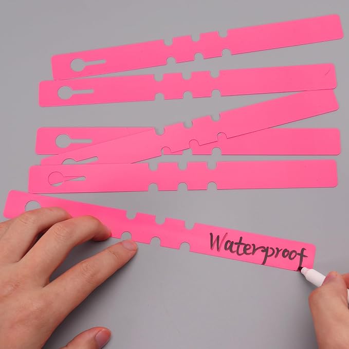 200 Pcs Plant Labels Tags, Plastic Markers Tree Tags for Outdoor, Waterproof Warp Around Hanging Name Tags for Nursery Garden (Pink)
