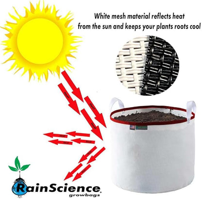 Grow Bag 20 Gallon, Planting Pots - Colorful Plant Grow Bags Pots Gardening Vegetable - Air Pruning Mesh Fabric Plant Container - (White/Red)