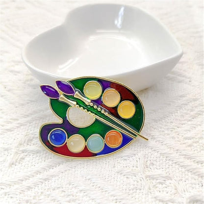 ONLYJUMP Painter Palette Brooch Pin for Women Girls Dainty Colorful Paint Palette Brush Artist Painter Lapel Pin Gift Jewelry Art Teacher Hat Bag Suit Tie Birthday Xmas Badges Painting Lovers Jewelry Gift