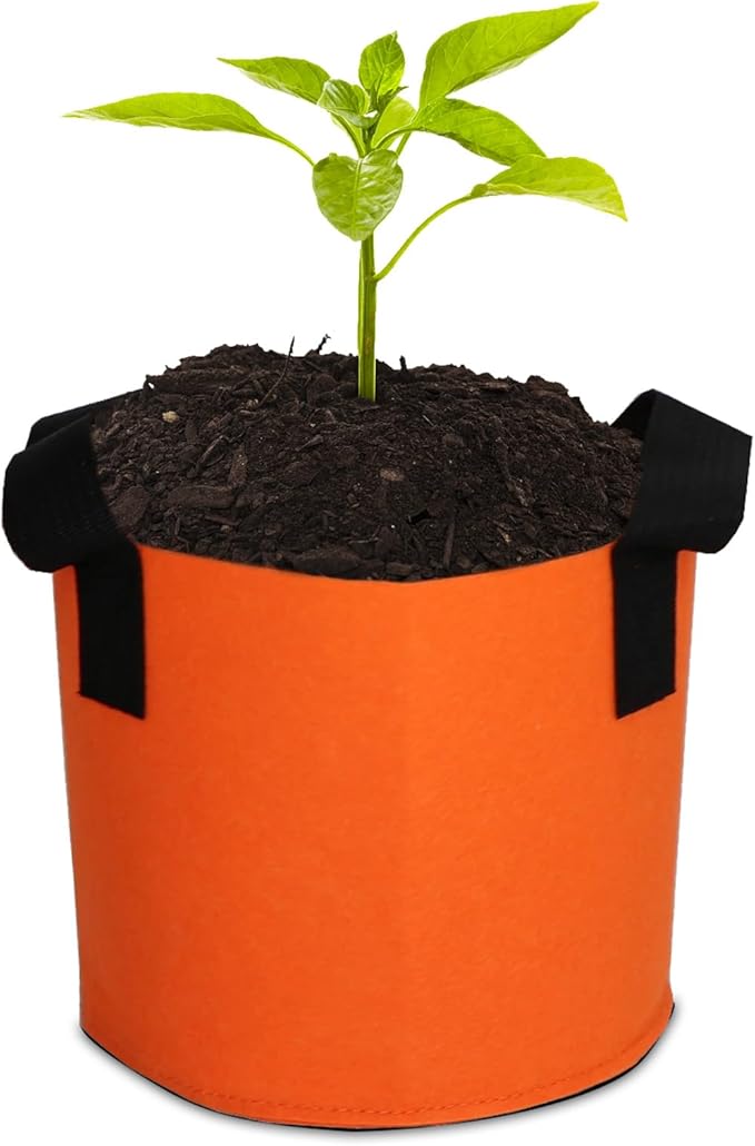 Grow Bags,Growing Pot Bags Garden Grow Bag Indoor Outdoor Fabric Aeration Plant Pot Container Flower Vegetable Pouch (Dark Orange,2 Gallon)