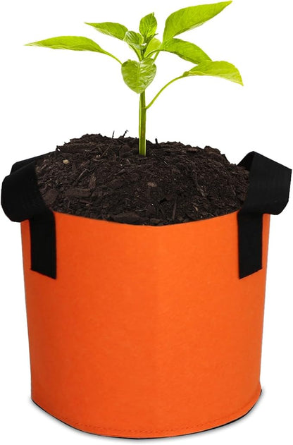 Grow Bags,Growing Pot Bags Garden Grow Bag Indoor Outdoor Fabric Aeration Plant Pot Container Flower Vegetable Pouch (Dark Orange,3 Gallon)