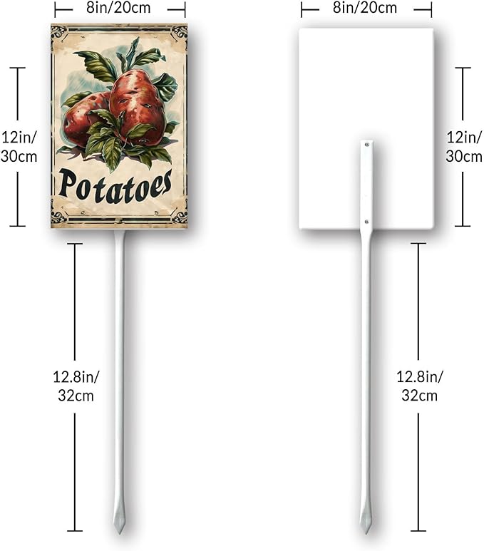 Uptell Vegetable Garden Potatoes Yard Sign Label With Stake Plant Markers For Outdoor Plants Waterproof 8x12inch Nursery Garden Outdoor Sign