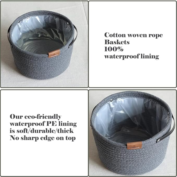 2Pack Hanging Flower Pots Plant Hangers,Wedding Party Birthday Gift Storage Baskets Home Garden Hanging Planter, Waterproof Lining Hydroponic Plant Pot-Dark Grey