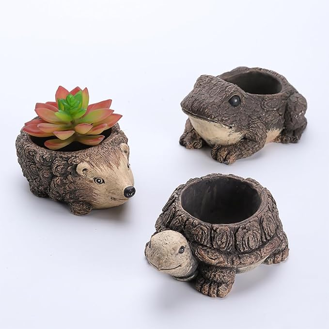 WAIT FLY Animal Cement Flower Pot Succulent Planter-Frog-1 PCS