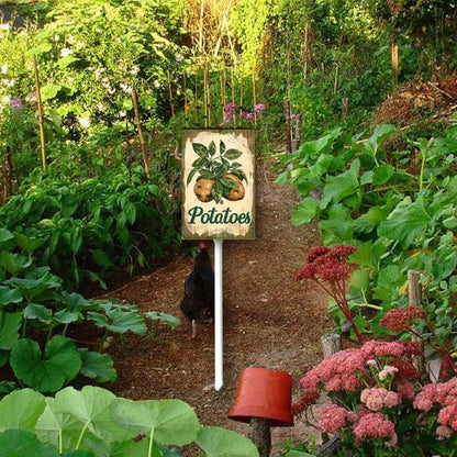 Uptell Vintage Vegetable Signs for Garden with Stake Potatoes Yard Sign Vegetable Garden Label Stakes Plant Markers for Outdoor Plants Waterproof 8x12inch