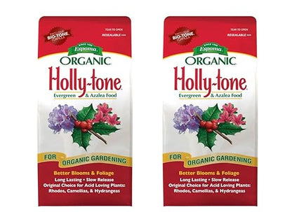 Espoma Organic Holly-Tone 4-3-4 Evergreen & Azalea Plant Food; 4lb. Bag; The Original & Best Organic Fertilizer for All Acid Loving Plants Including Azaleas, Rhododendrons & Hydrangeas; Pack of 2.