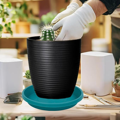 Plastic Plant Saucers for Big Pots 12 Inch Round Pack of 5 Heavy Duty Drip Trays for Large Indoor Outdoor Pots