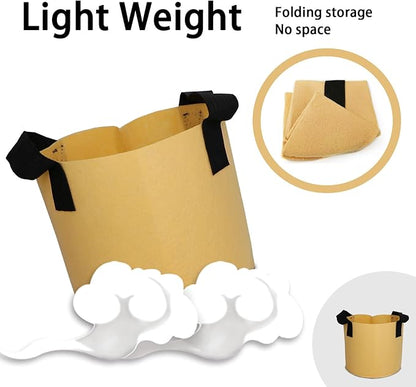 Grow Bags,Growing Pot Bags Garden Grow Bag Indoor Outdoor Fabric Aeration Plant Pot Container Flower Vegetable Pouch (Khaki,15Gallon)