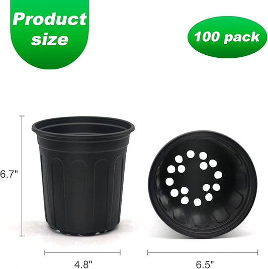100-Pack 1 Gallon Nursery Pots, Thickened Pots for Plants with Drainage Holes, Large Plastic Flower Pots for Seedlings, Succulents, Transplanting, Come with 100pcs Plant Labels