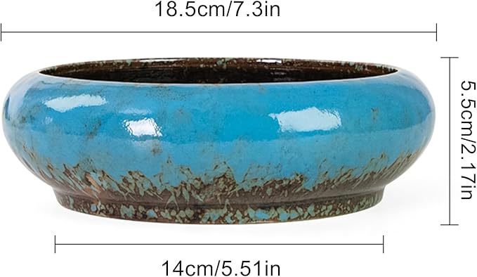 Lotus Bowl Planter - 7.3 Inch Large Lotus Flower Bowl for Water Plants, Ceramic Hydroponic Planter Water Lily Bowl for Planting Aquatic and Indoor Succulent Plants and Bonsai