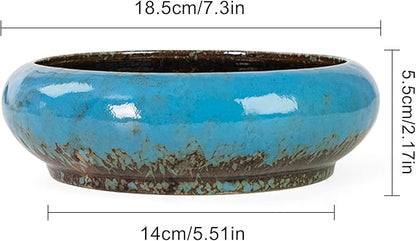 Lotus Bowl Planter - 7.3 Inch Large Lotus Flower Bowl for Water Plants, Ceramic Hydroponic Planter Water Lily Bowl for Planting Aquatic and Indoor Succulent Plants and Bonsai