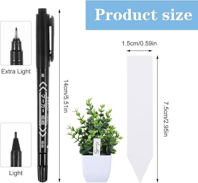 300pcs Garden Labels for Outdoor Plants, Waterproof Plant Labels and Pen, Plastic Plant Name Sticks, 3in Garden Label Stakes with Pen for Seedlings, Flowers and Vegetables, White