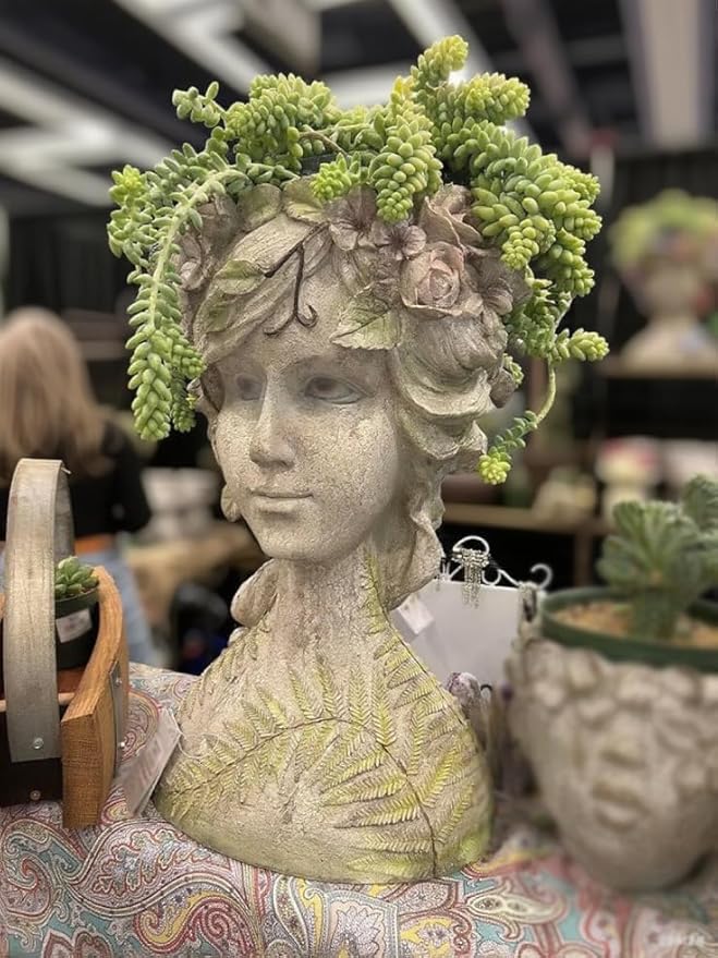 DiliComing Head-Planter Face-Planters Pot - 10 Inch Flower Pots Outdoor with Drainage Hole, Face Flower Pot Head Planter for Garden Decor, Gifts for Women and Housewarming Gift 6.5 x 6 x 10.2 Inch