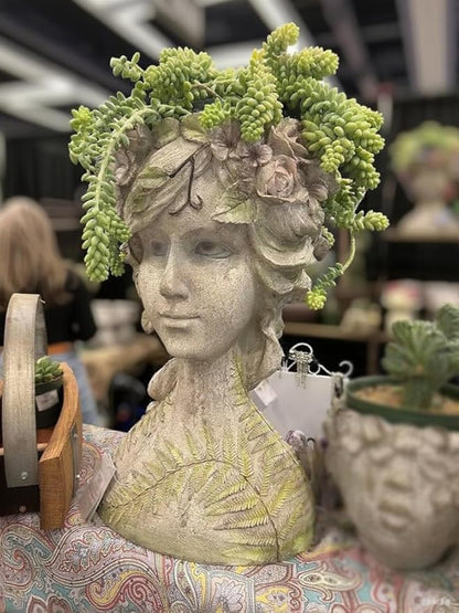 DiliComing Head-Planter Face-Planters Pot - 10 Inch Flower Pots Outdoor with Drainage Hole, Face Flower Pot Head Planter for Garden Decor, Gifts for Women and Housewarming Gift 6.5 x 6 x 10.2 Inch