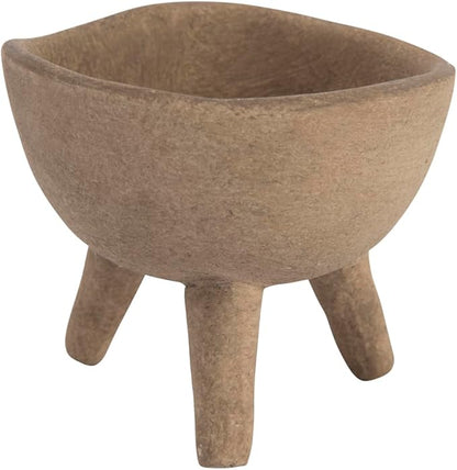 Creative Co-Op Round Terra-cotta Bowl with 3-Legs and Distressed Finish, Cream