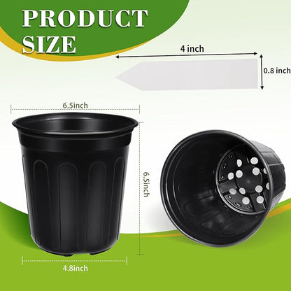 100 Pcs 1 Gallon Plastic Plants Nursery Pot with 100 Plant Labels Seed Starting Pots Plastic Pots with Drainage Hole for Seedlings, Cuttings, Transplanting (100, 1 Gallon)