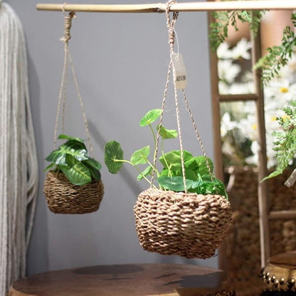 DOITOOL Mini Storage Basket for Plants Twisted Cord Design for Home Versatile Storage Blanket for Clothes and Accessories for Family Hotel and Restaurant