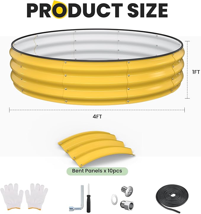 Raised Garden Bed, 4x4x1 FT Round Raised Garden Beds Outdoor, Metal Raised Beds for Gardening Vegetables Flower Herb
