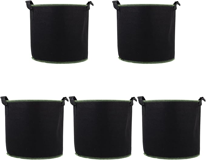 YARNOW 5 Pcs 4 Gallon Non-Woven Fabric Plant Grow Bags with Handles, Breathable Nursery Bags for Plants, Vegetables, Flowers, and Herbs