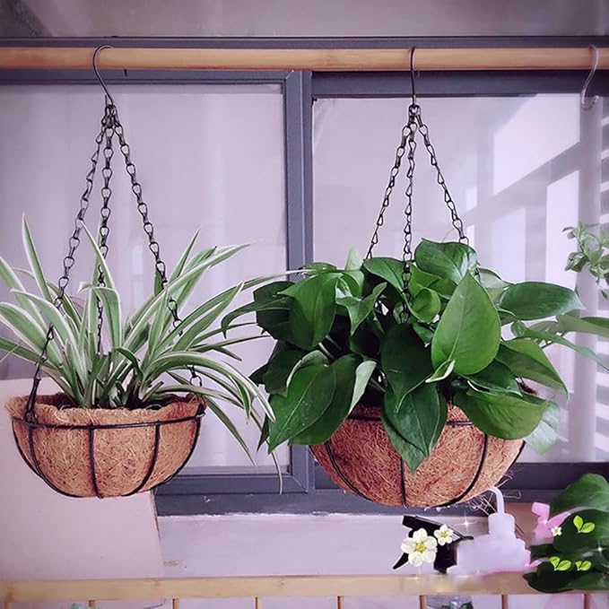 Cabilock 1set Coconut Fiber Flowerpot Liners Hanging Planter Inserts for Home Gardening Balcony Decor Wedding Arrangements Light Brown