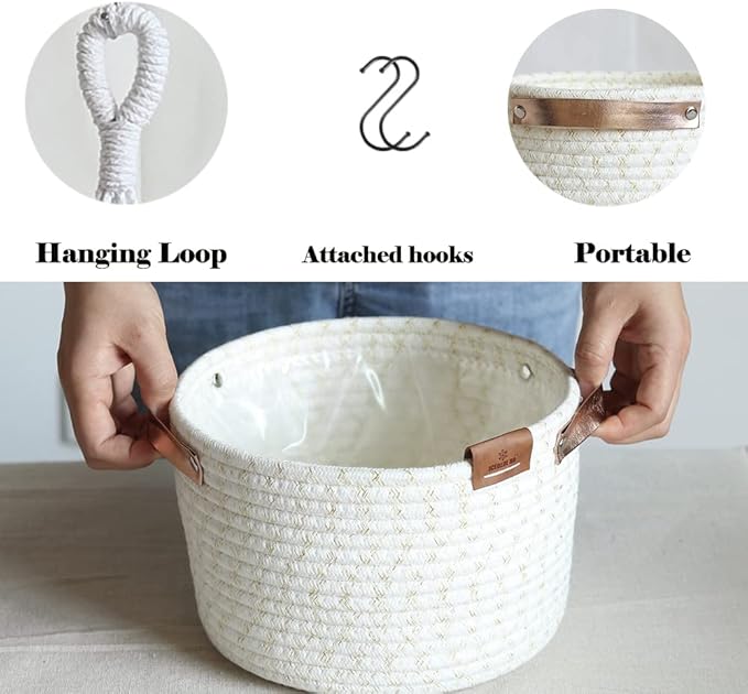 2Pack Hanging Flower Pots Plant Hangers,Wedding Party Birthday Gift Storage Baskets Home Garden Hanging Planter, Waterproof Lining Hydroponic Plant Pot-Glitter White