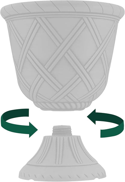 Arcadia Garden Products PL61GD Lattice Plastic Garden Urn, Classic Decorative Garden Pot Planter for Indoor and Outdoor Plants, Gold