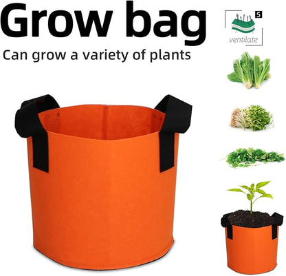 Grow Bags,Growing Pot Bags Garden Grow Bag Indoor Outdoor Fabric Aeration Plant Pot Container Flower Vegetable Pouch (Dark Orange,5 Gallon)