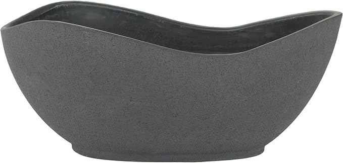Classic Home and Garden Arc Unique Planter Bowl w/Drain Plug - UV Resistant Shallow Planter - Modern Plant Pot for Herbs (12” Concrete)