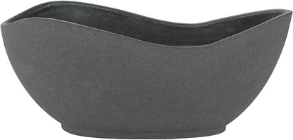 Classic Home and Garden Arc Unique Planter Bowl w/Drain Plug - UV Resistant Shallow Planter - Modern Plant Pot for Herbs (12” Concrete)