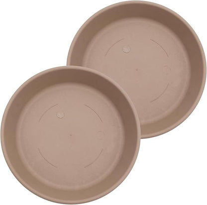 The HC Companies 16 Inch Classic Round Plant Saucer, Lightweight UV-Resistant Plastic Outdoor & Indoor Flower Pot Tray, 2-Pack Plant Pot Trays for Garden & Home Decor, Sandstone