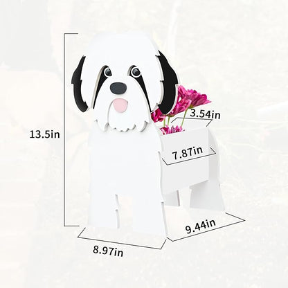 Shih Tzu Dog Planter, Cute Animal Shape Flower Planters, Plant Pots for Indoor/Outdoor Garden Decor, Unique Gifts/Souvenirs for Pet Lovers (Black)