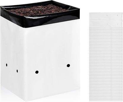 iPower GLGROWBAGFILM3X50 50-Pack 3 Gallon Black and White Grow Bags Panda Film Containers for Plants, Seedling and Rooting, Square Shape
