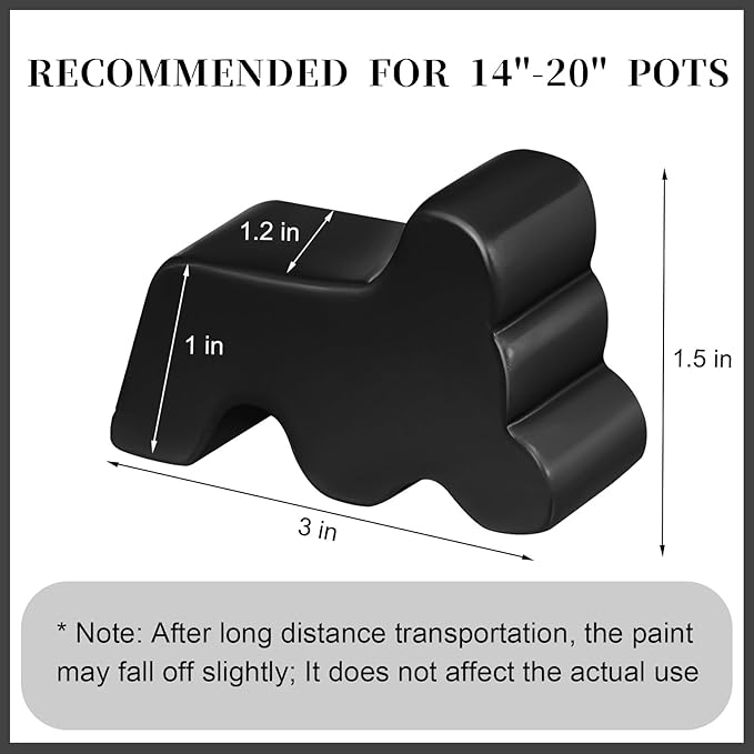 Kigeli 6 Pcs Resin Garden Pot Feet for Outdoor Planters 3 Inch Long 1.5 Inch Tall Flower Handmade Elevator Plant Feet Frost Proof Lifter for 14-20 in Pot(Black,Classic)