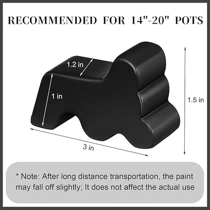 Kigeli 6 Pcs Resin Garden Pot Feet for Outdoor Planters 3 Inch Long 1.5 Inch Tall Flower Handmade Elevator Plant Feet Frost Proof Lifter for 14-20 in Pot(Black,Classic)