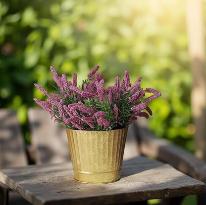 Hosley Metal Planters 7" Dia x 6" H Ideal Farmhouse Decor for Floral Arrangements Weddings, Gift Special Events Parties Outdoor Planters Gold