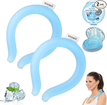 2-Pack Reusable Neck Cooling Tubes with Insulated Bag – Fast Freeze Ice Neck Wraps for Hot Weather, Sports & Outdoor Use, Eco-Friendly Ice Ring for Instant Cooling Relief Size M (Powder Blue)