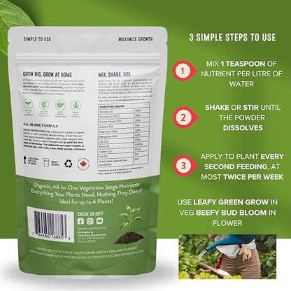 Organic Veg to Harvest Double Pack – Indoor & Outdoor Fertilizer for Leafy Greens, Vegetables, Herbs & More – Grow & Bloom Combo (1000g - 8 Plants)