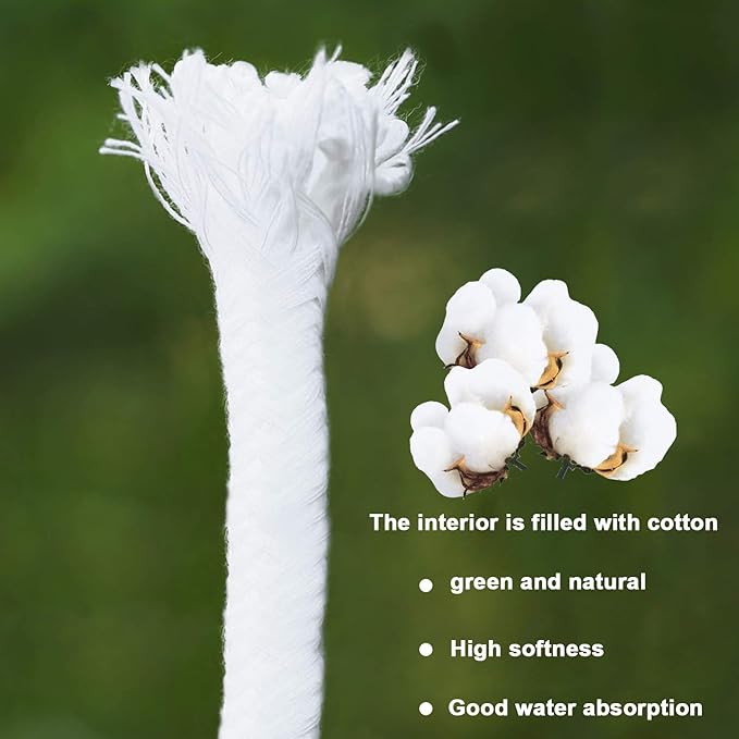 Augshy 1/6 Inches Self Watering Wick Cord String Cotton Rope for DIY Plant Automatic Watering Device (40 Feet)